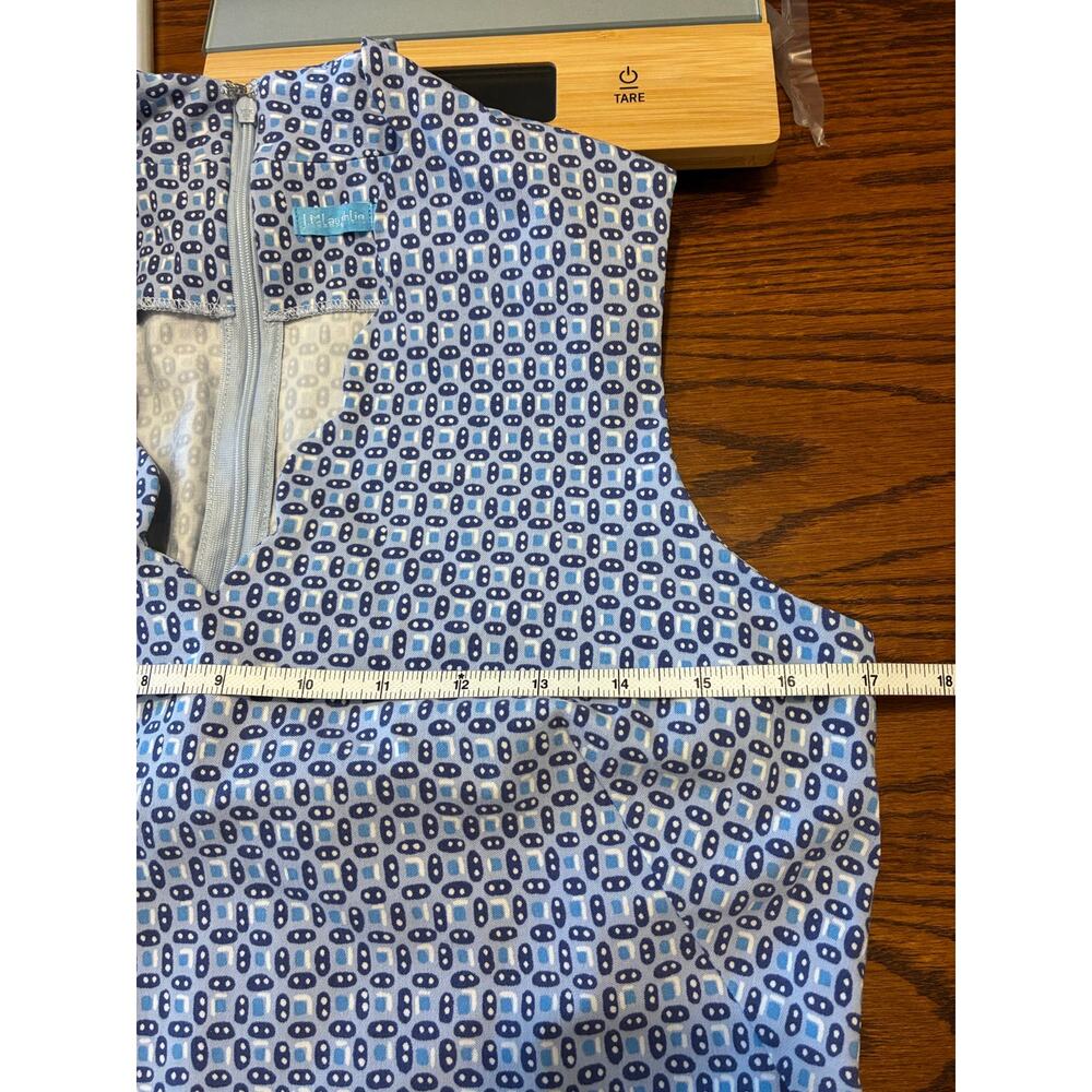 J. McLaughlin Vilma Print Dress Scalloped Neckline Blue Sleeveless Size 6 - Picture 7 of 8